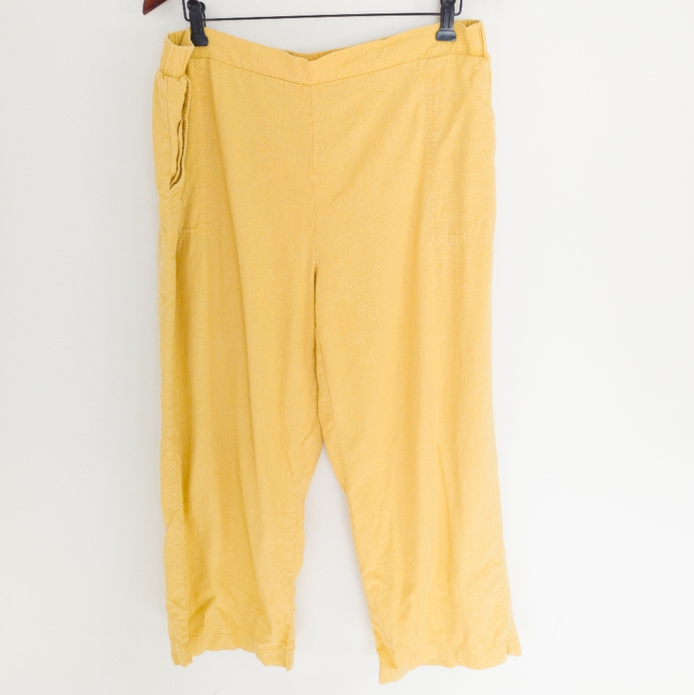 Jules & Leopold Linen Blend Cropped Pants Yellow Large